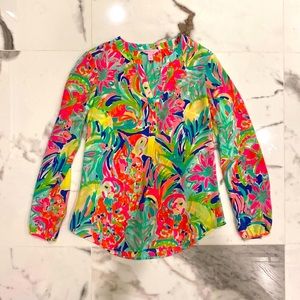 Lilly Pulitzer silk long sleeve top, size XS
